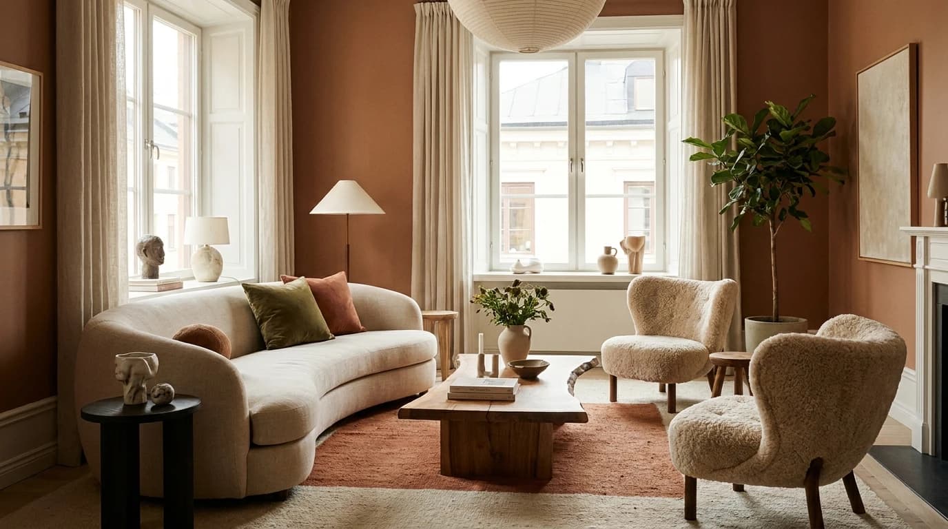 Warm living room interior with soft natural light.